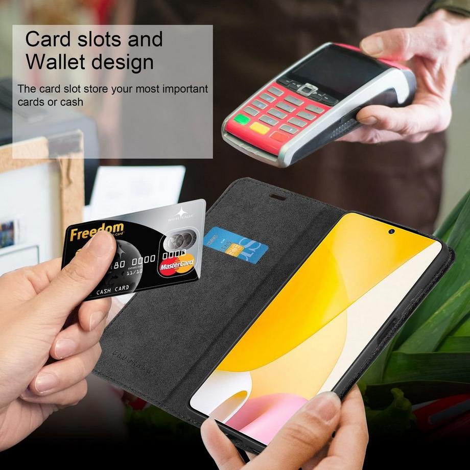 Cadorabo  Hülle für Xiaomi 12 LITE in NACHT SCHWARZ - Schutzhülle mit Magnetverschluss, Standfunktion und Kartenfach 