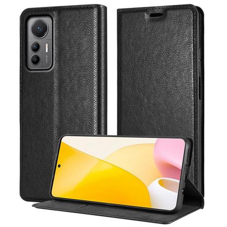 Cadorabo  Housse pour Xiaomi 12 LITE en NOIR NUIT - Coque de protection avec fermeture magnétique, fonction de support et compartiment pour carte 