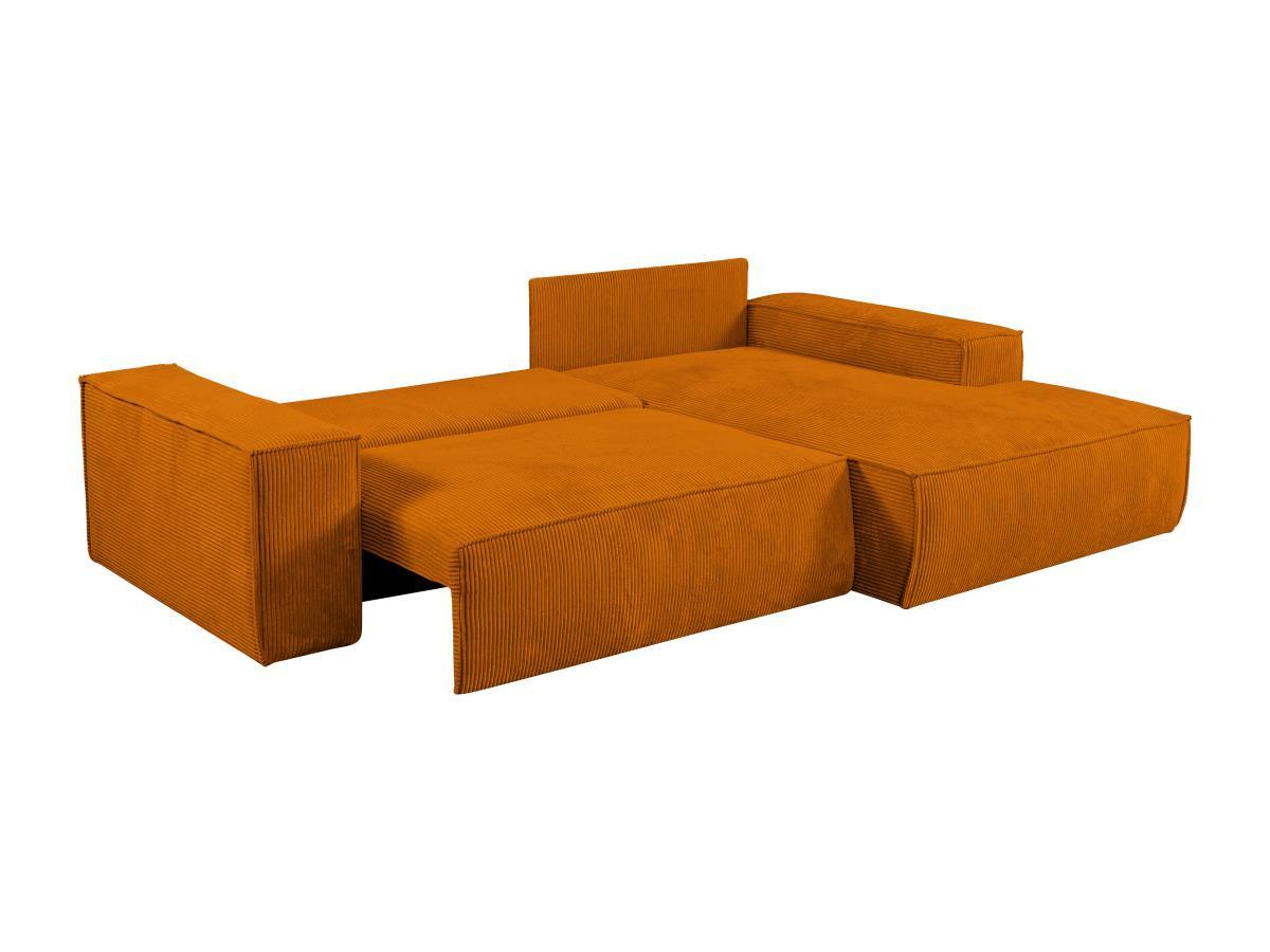 Vente-unique Ecksofa mit Schlaffunktion - Ecke rechts - Cord - Hellorange - AMELIA  