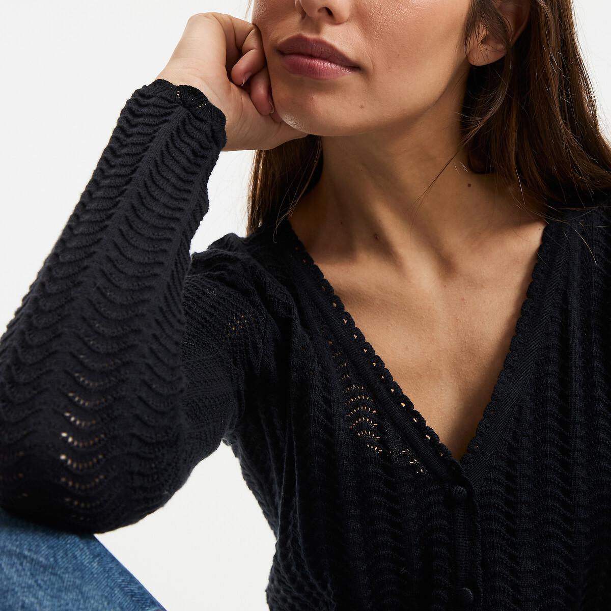 La Redoute Collections Cardigan Col V en Maille Fine Pointelle  