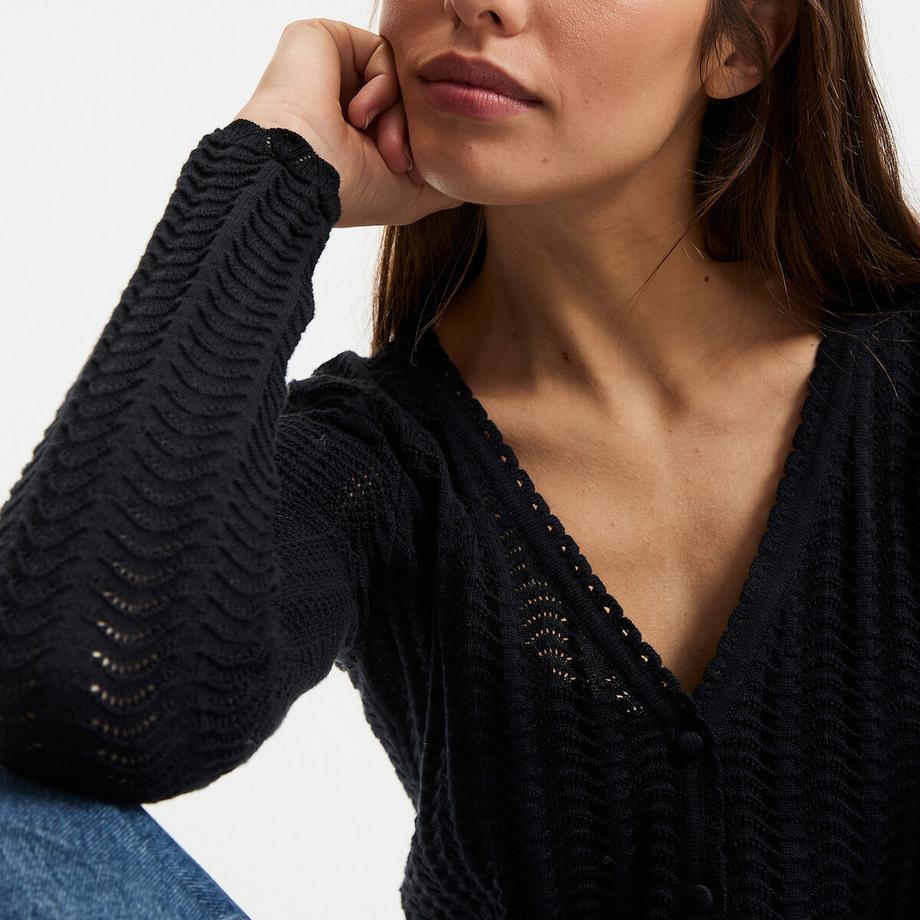 La Redoute Collections Feinstrick Pointelle V-Ausschnitt Cardigan  