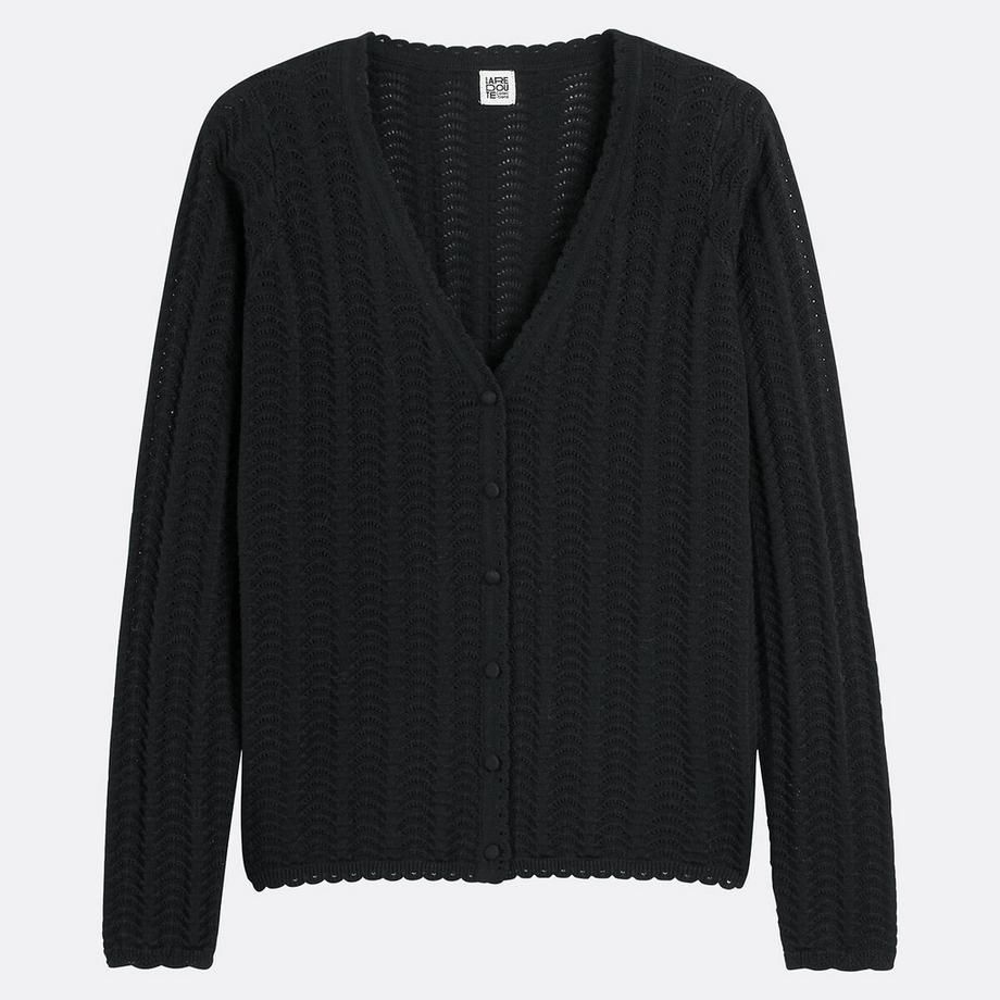 La Redoute Collections Feinstrick Pointelle V-Ausschnitt Cardigan  