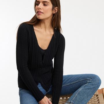 Cardigan col v en fine maille