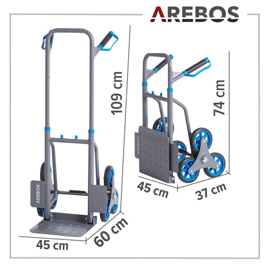 Arebos  Diable pour escaliers Diable de transport 150kg pliable 