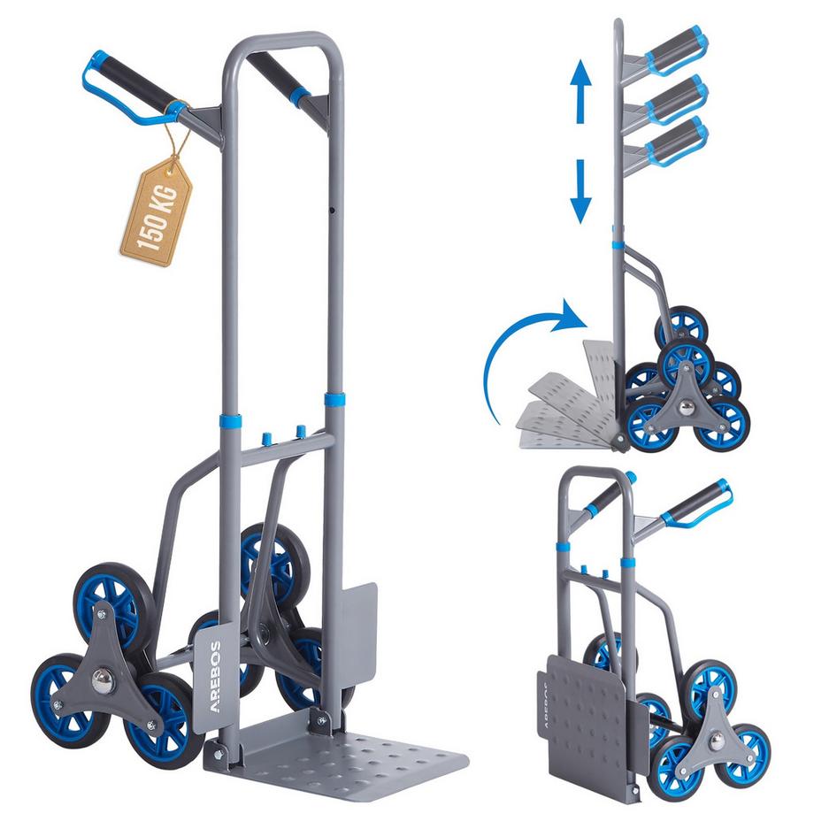 Arebos  Treppensteiger Sackkarre Transportkarre 150kg klappbar 