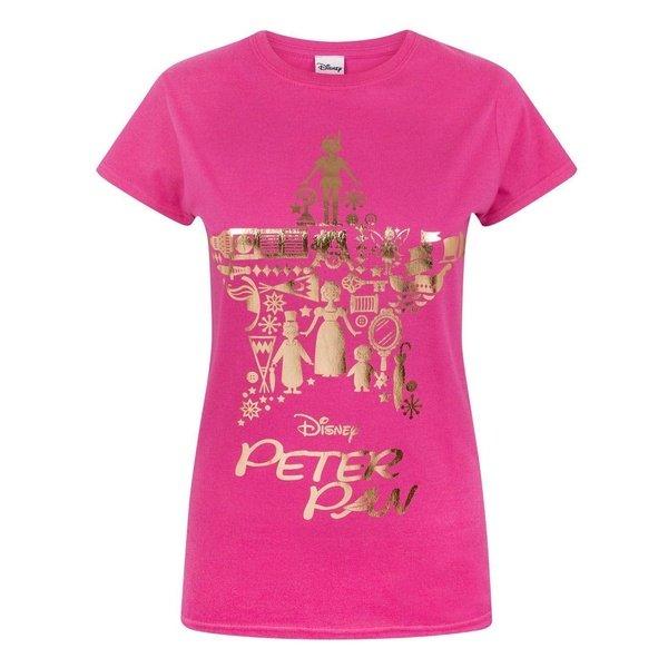 Peter Pan  Disney Tshirt rose imprimé doré 
