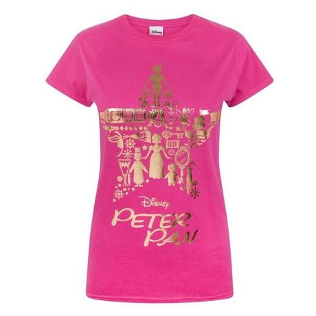 Peter Pan  Disney Tshirt rose imprimé doré 