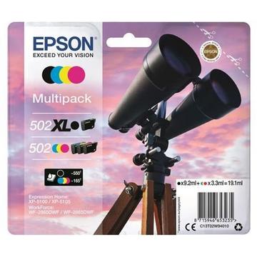 Epson 502XL Multipack - 4er-Pack - 19.1 ml - mit hoher Kapazität - Schwarz, Gelb, Cyan, Magenta - original - Blister mit RF- / aktustischem Alarmsignal - Tintenpatrone - für Expression Home XP-5100, XP-5150; WorkForce WF-2860, WF-2865DWF, WF-2880DWF, WF