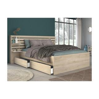 Vente-unique Bett 140 x 190/200 cm mit Lattenrost + Matratze - Naturfarben - TENALIA II  