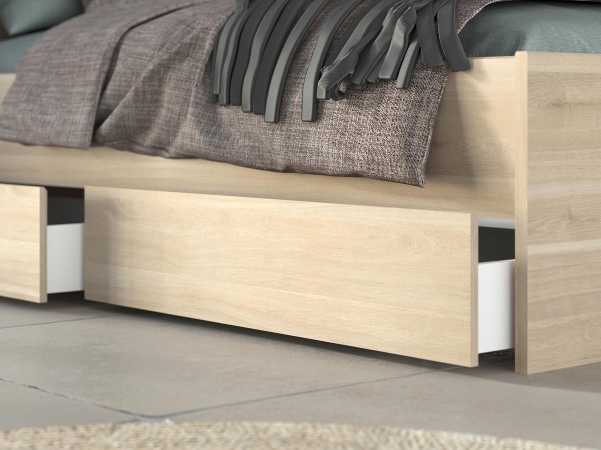 Vente-unique Bett 140 x 190/200 cm mit Lattenrost + Matratze - Naturfarben - TENALIA II  