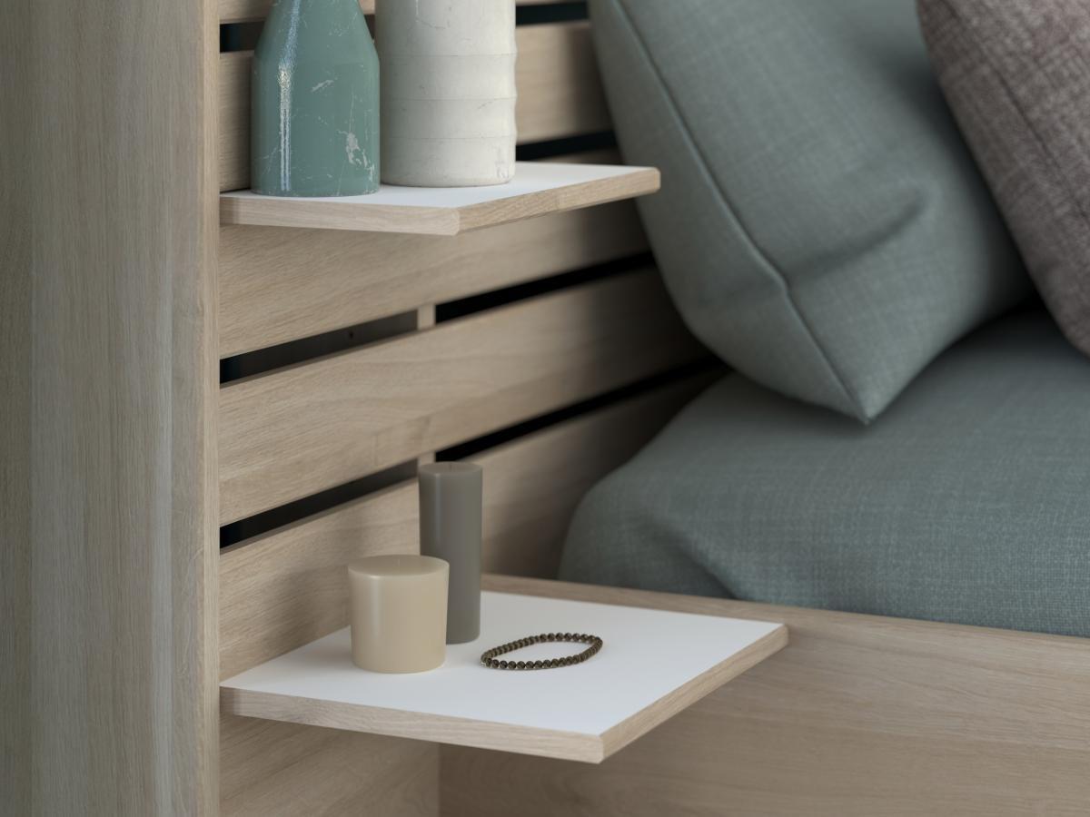 Vente-unique Bett 140 x 190/200 cm mit Lattenrost + Matratze - Naturfarben - TENALIA II  