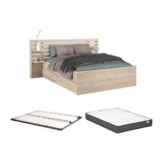Vente-unique Bett 140 x 190/200 cm mit Lattenrost + Matratze - Naturfarben - TENALIA II  