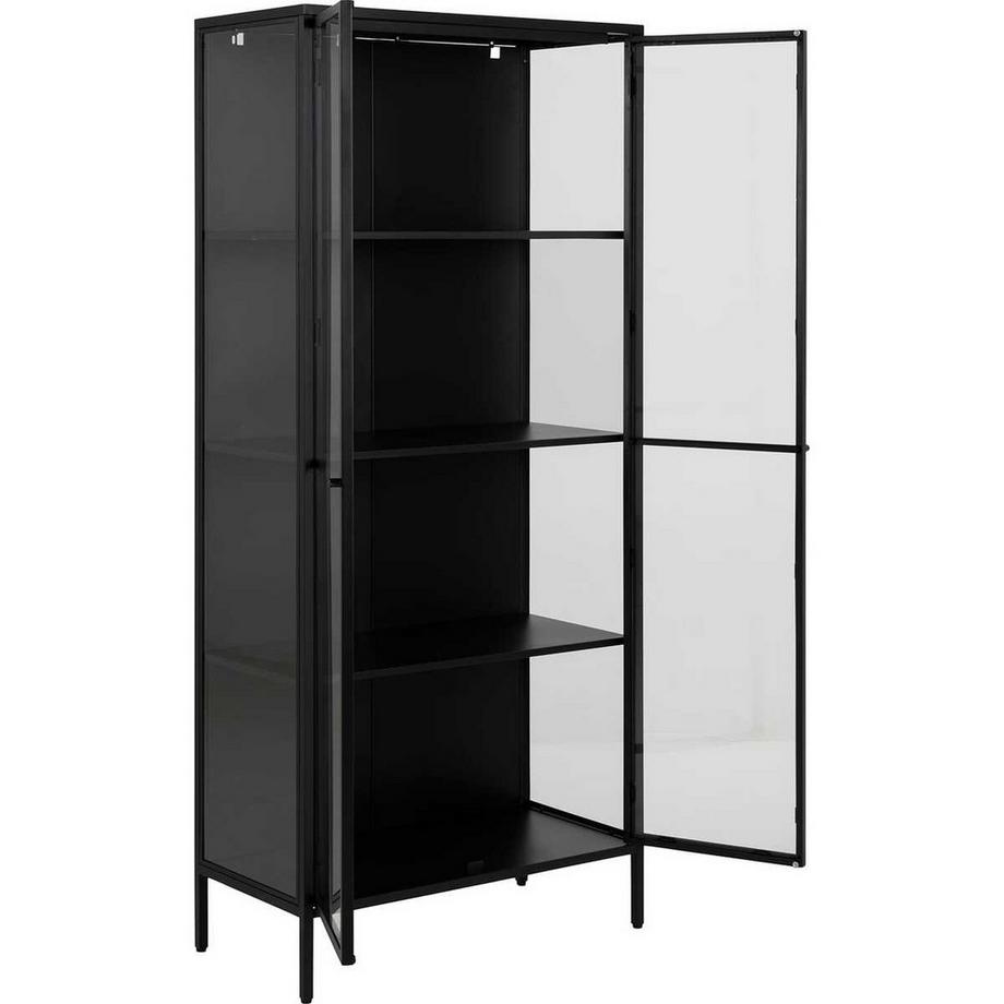 mutoni Vitrine Langholm métal noir 80x180  