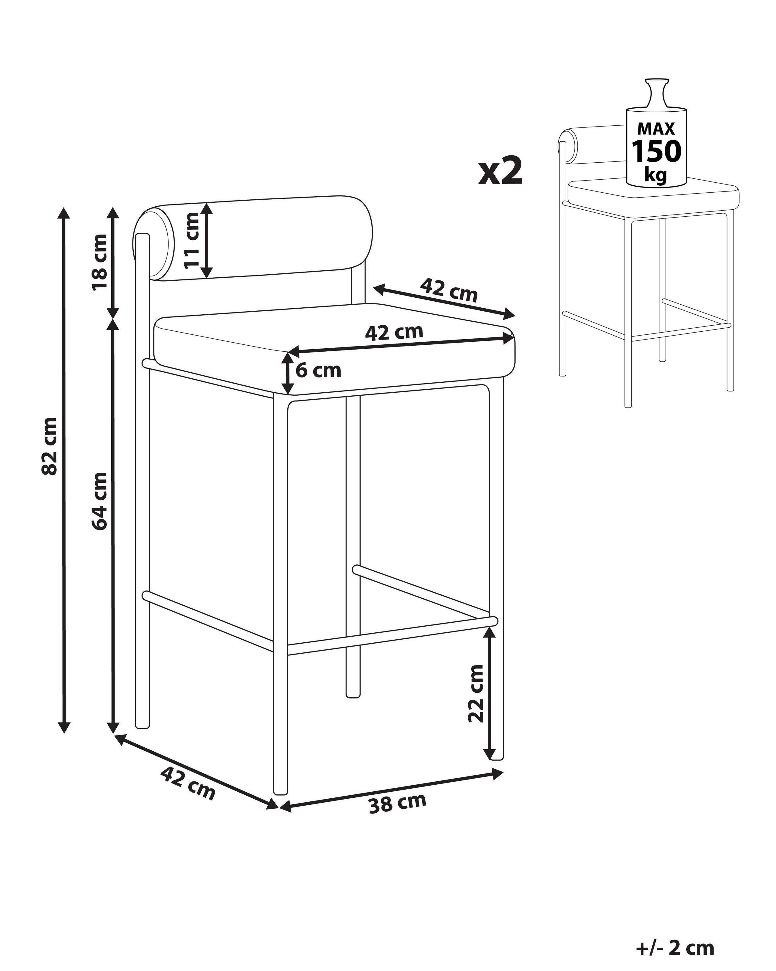 Beliani Set mit 2 Barstühlen aus Polyester Modern AMAYA  