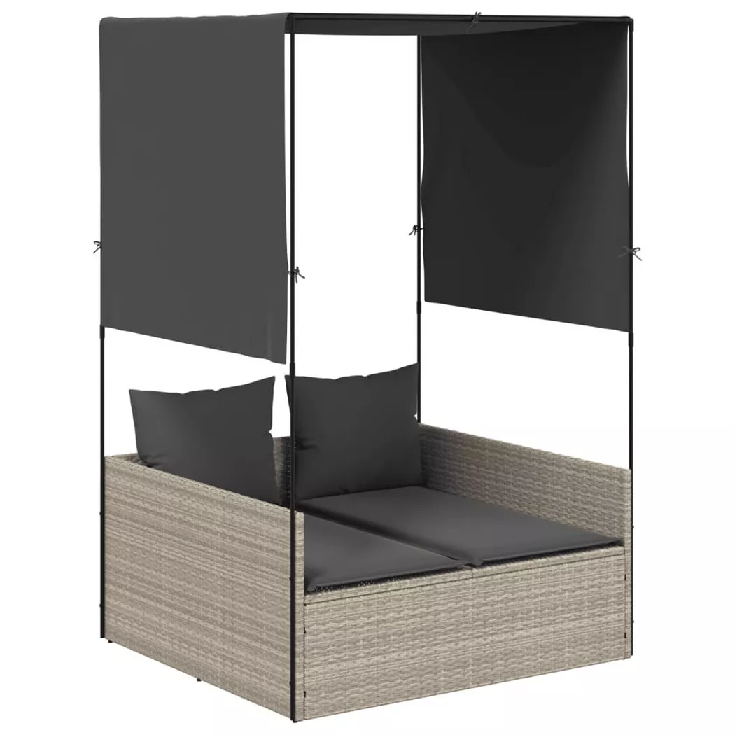 VidaXL - Doppel-sonnenliege poly-rattan, One Size, Grau