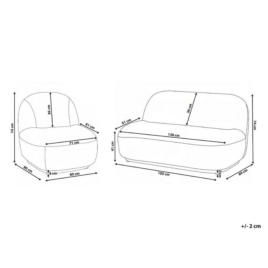 Beliani Set da salotto en Tessuto Minimalista LOVBERG  