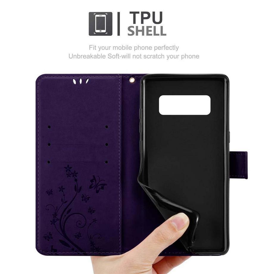 Cadorabo  Hülle für Samsung Galaxy NOTE 8 Blumen Design Magnetverschluss 
