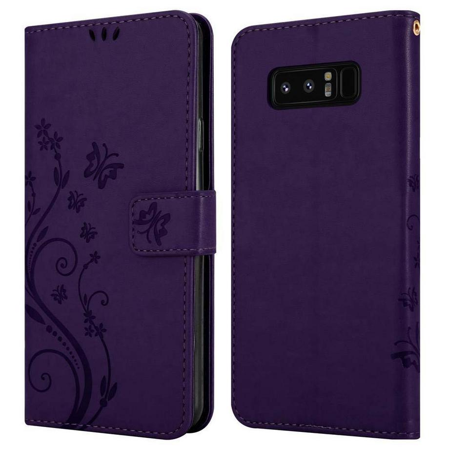 Cadorabo  Hülle für Samsung Galaxy NOTE 8 Blumen Design Magnetverschluss 