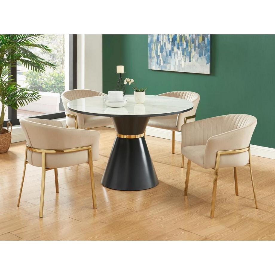 PASCAL MORABITO Sedia con braccioli in Velluto e Metallo Dorato Beige  - Lotto di 6 - ZAOVA di Pascal MORABITO  