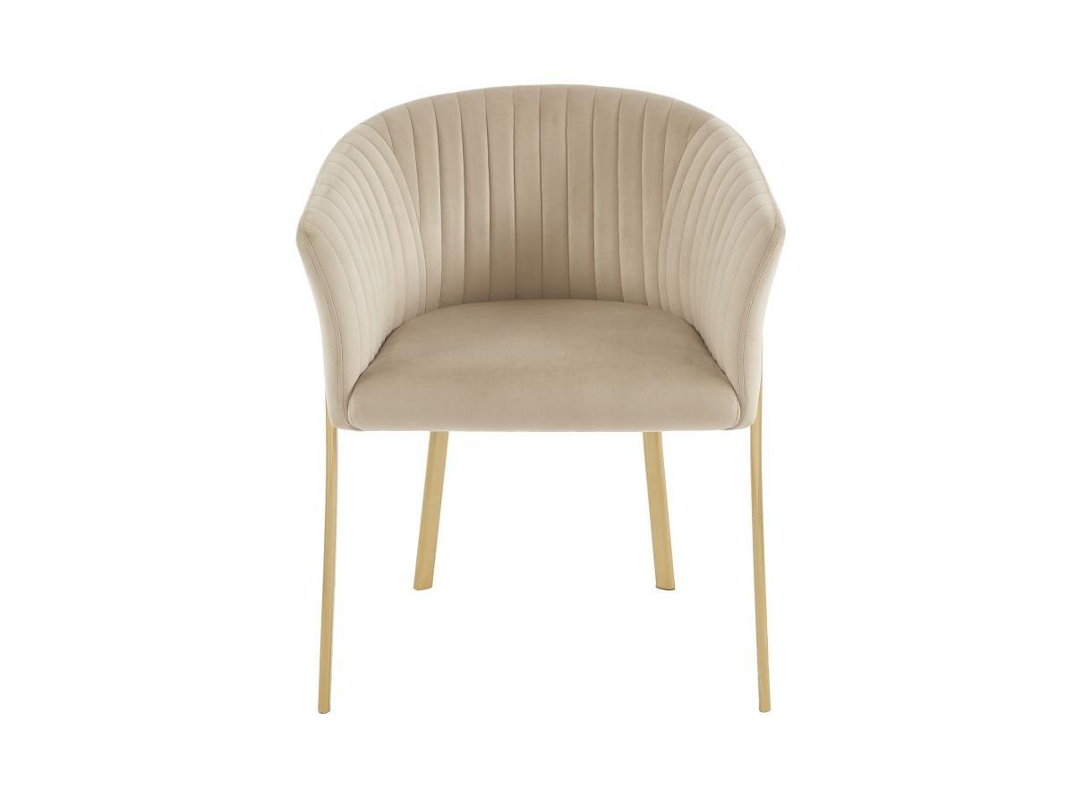 PASCAL MORABITO Lot de 6 chaises avec accoudoirs en velours et métal doré - Beige - ZAOVA de Pascal MORABITO  