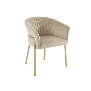 PASCAL MORABITO Stuhl mit Armlehnen 6er-Set - Samt & Goldfarbenes Metall - Beige - ZAOVA von Pascal MORABITO  