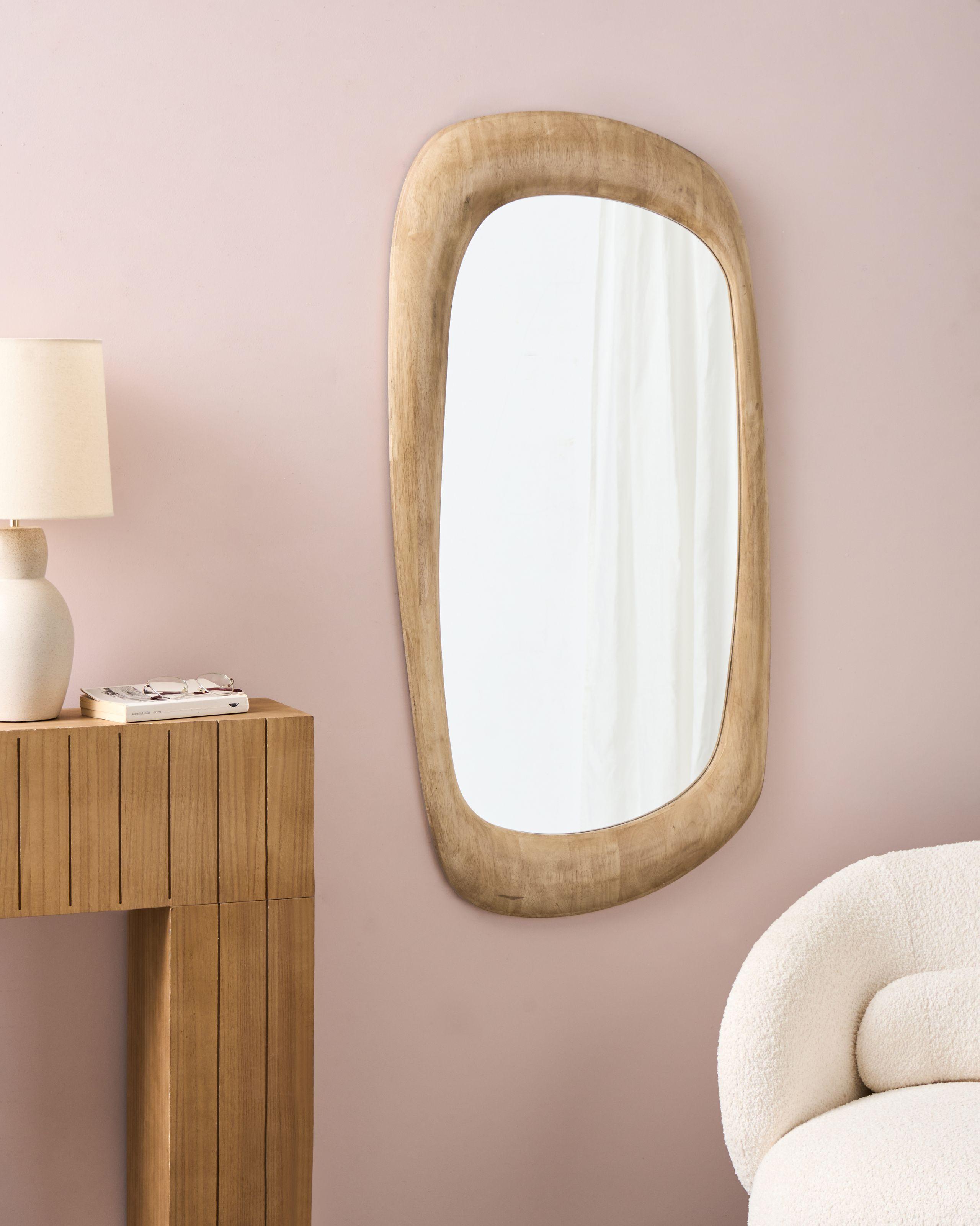 Beliani Specchio en Legno di caucciù Retrò TRIZAY  