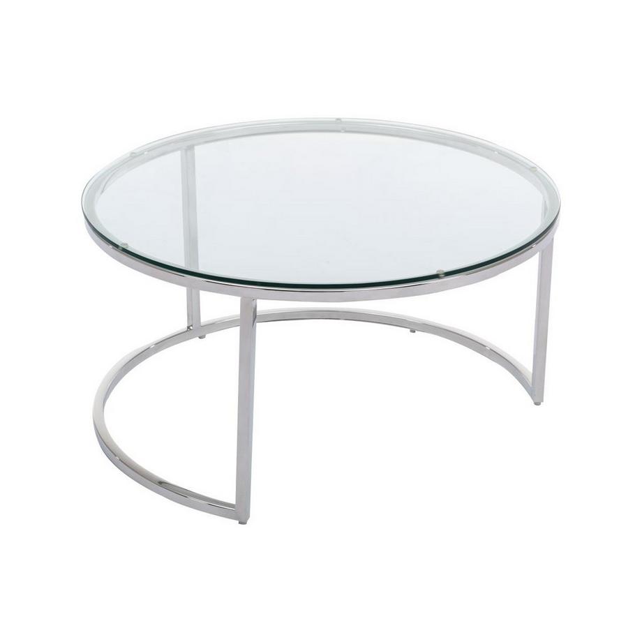 PASCAL MORABITO Tables basses gigognes en verre trempé et acier inoxydable - Argenté - MAEVANE II de Pascal MORABITO  