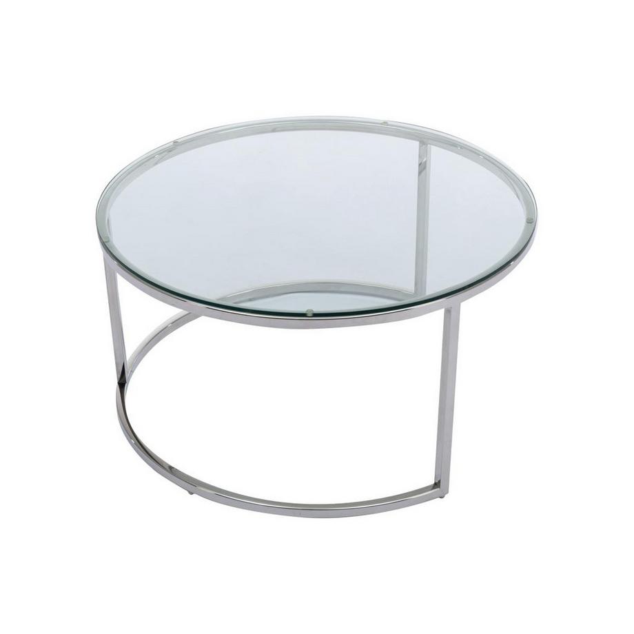 PASCAL MORABITO Tables basses gigognes en verre trempé et acier inoxydable - Argenté - MAEVANE II de Pascal MORABITO  