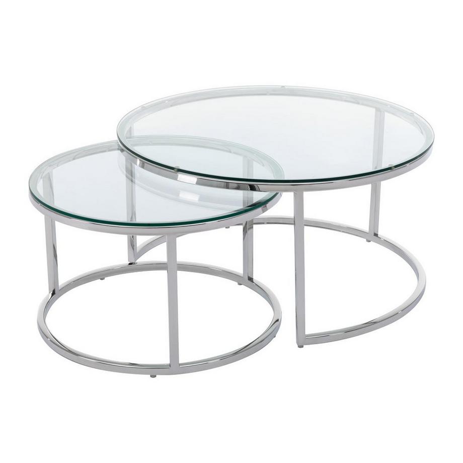 Tables basses gigognes en verre trempé et acier inoxydable - Argenté - MAEVANE II de Pascal MORABITO