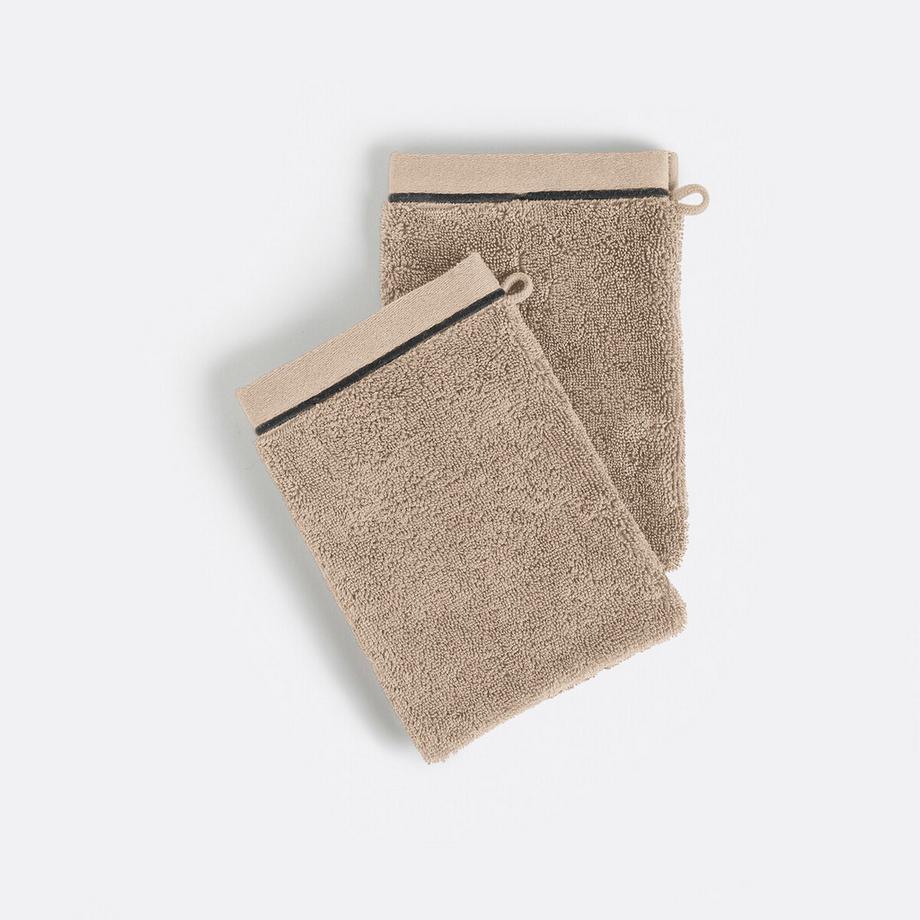 Set mit 2 Waschhandschuhen aus gekämmter Baumwolle 675 gr/m2