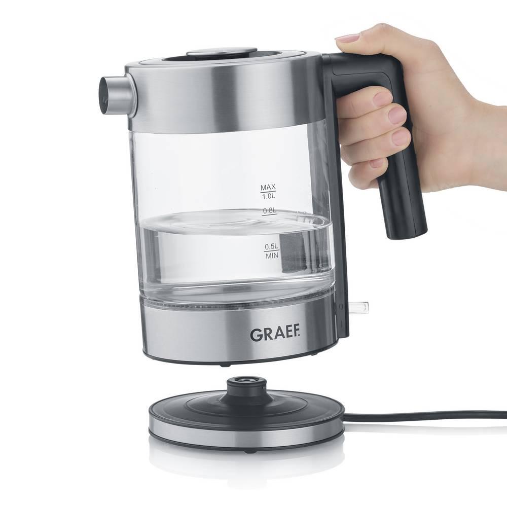 Graef Graef WK300 bollitore elettrico 1 L 2000 W Nero, Acciaio inox, Trasparente  