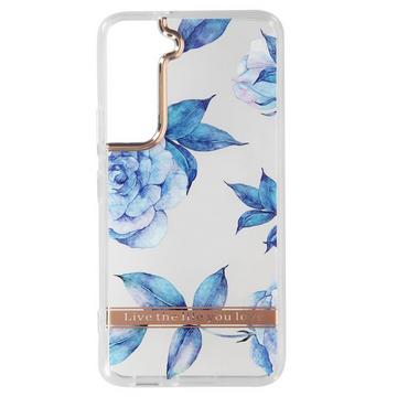 Coque Samsung S22 Bi-Matière Fleur Bleue