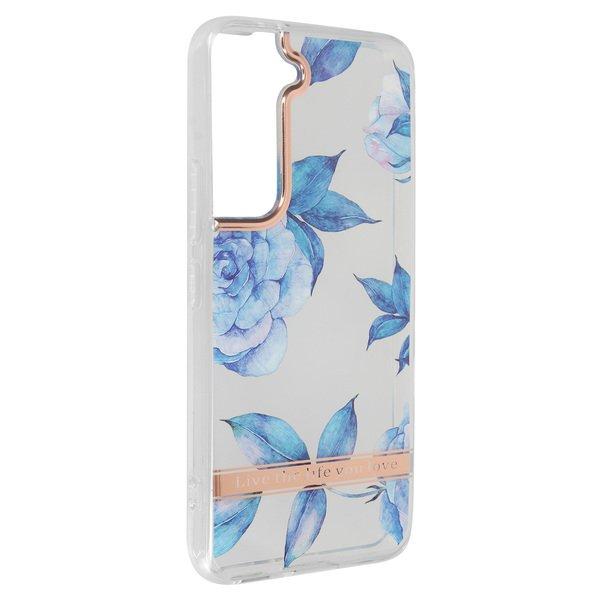 Avizar  Coque Samsung S22 Bi-Matière Fleur Bleue 