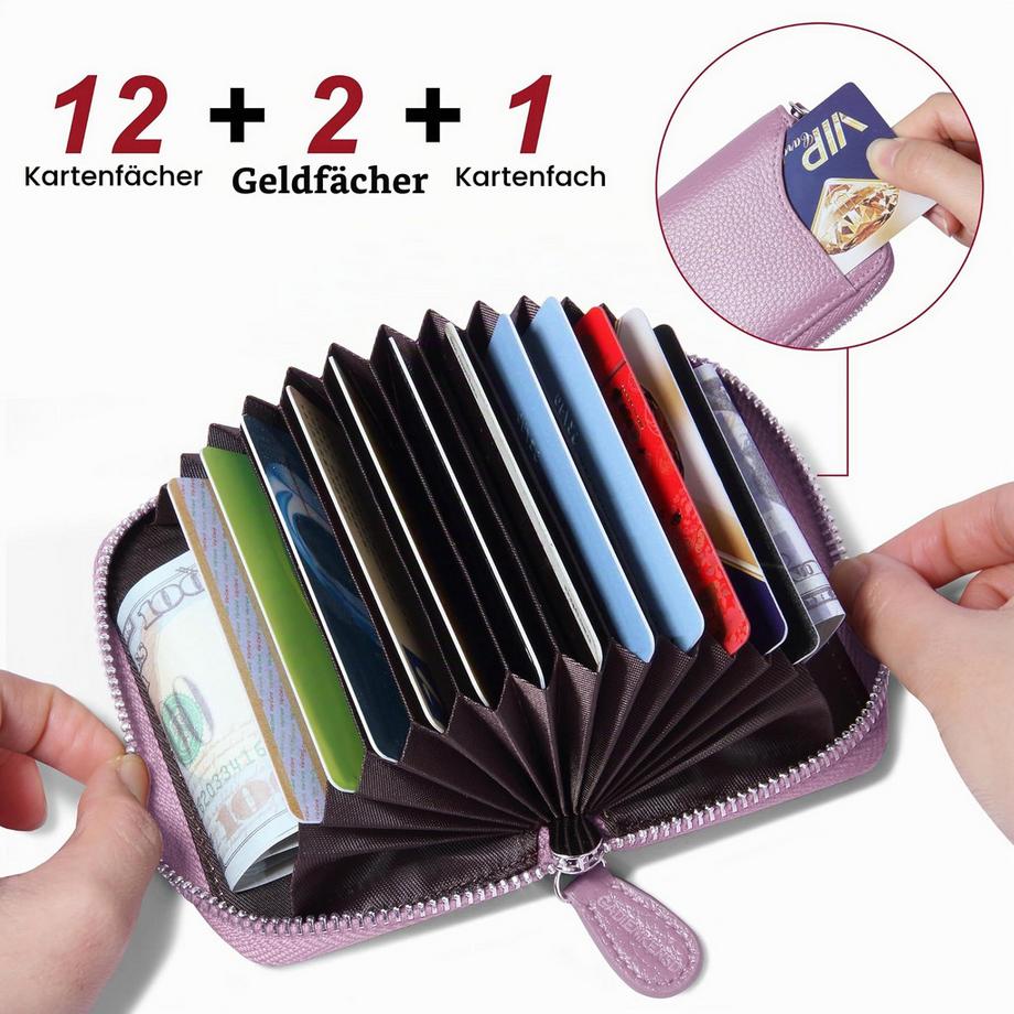 Only-bags.store  Schutzhülle 14 Fächer Kartenetui Reißverschlussetui Geldbörse 