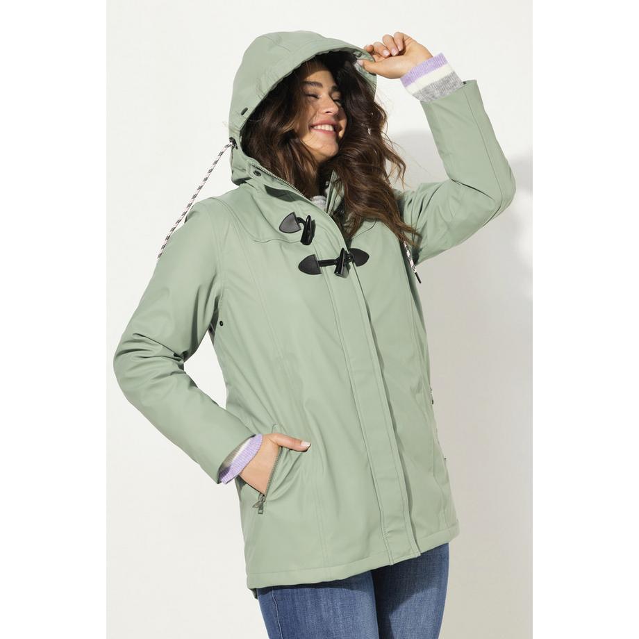 Ulla Popken Veste de pluie HYPRAR avec boutons brandebourg et capuche  