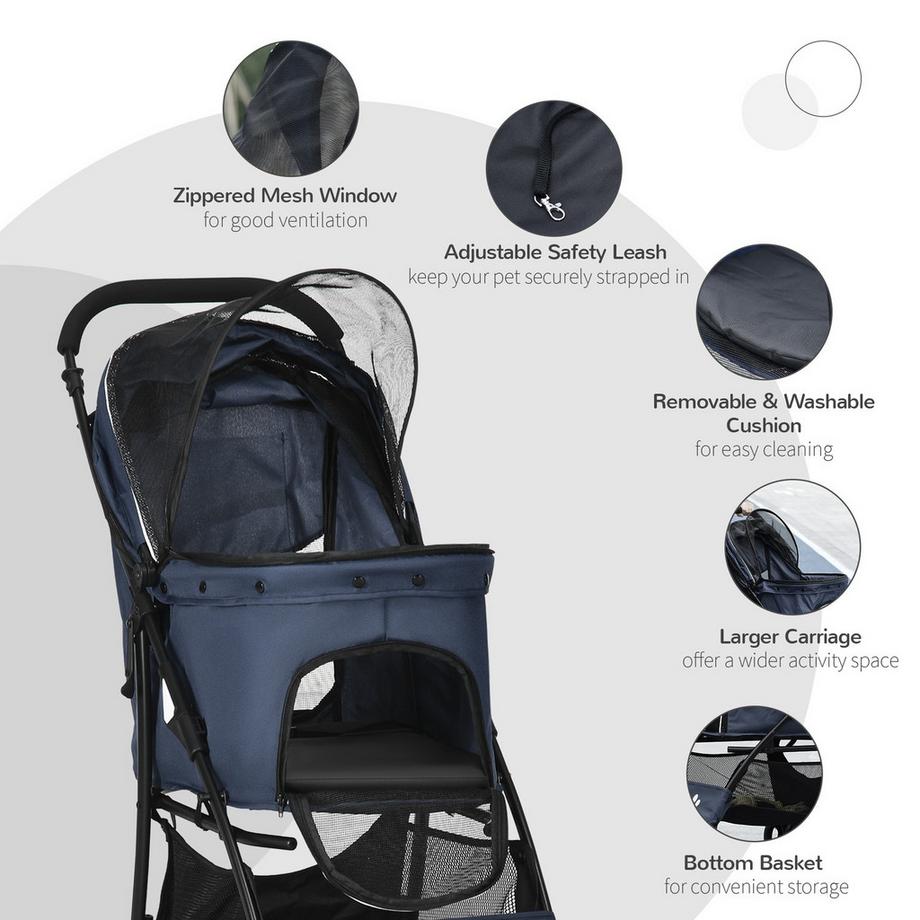 Northio  Hundewagen Faltbarer Hundebuggy Mit Kissen, 4 Rädern, Netzfenster, Für Kleine Hunde Und Katzen, 600D Oxford 