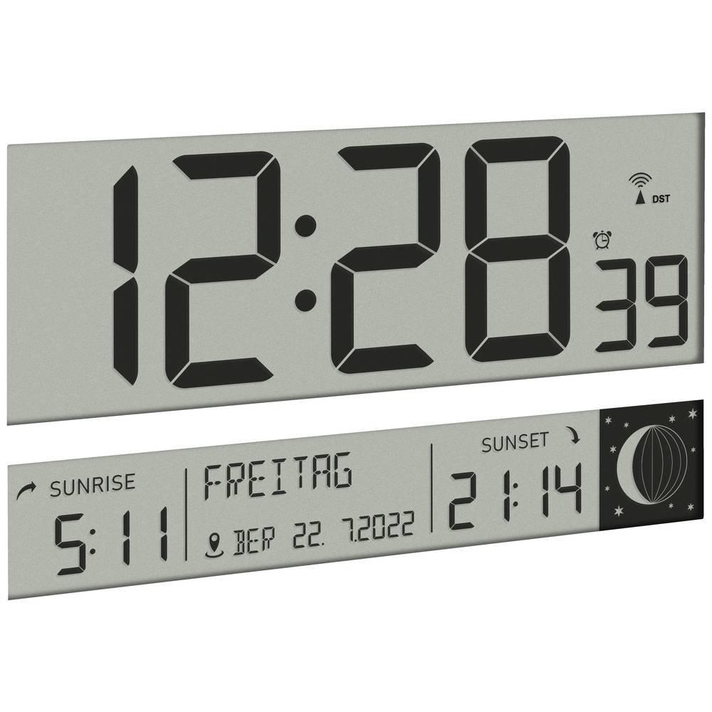 TFA Dostmann Horloge radiopilotée numérique XL avec lever de soleil et coucher de soleil  