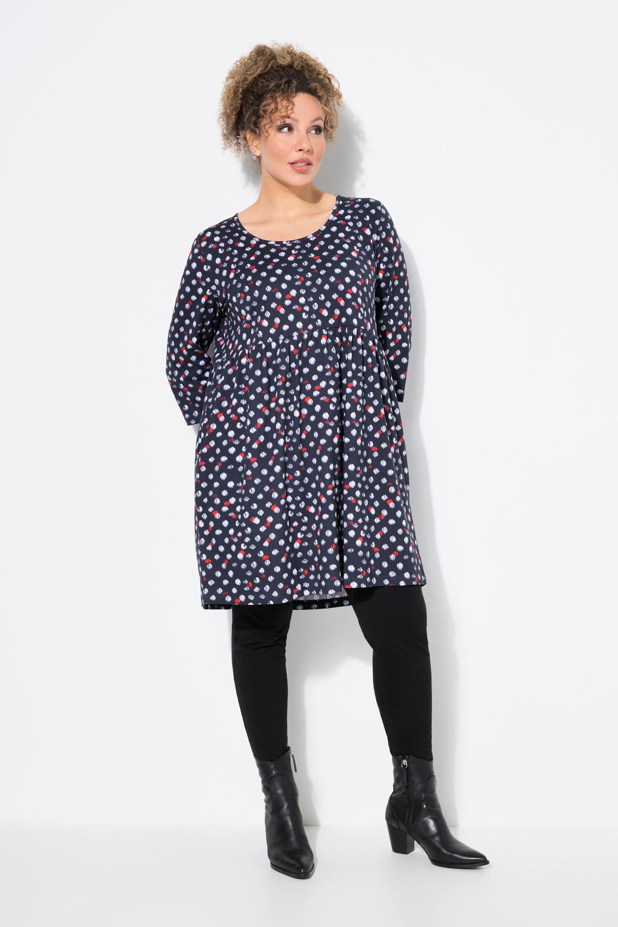 Ulla Popken  Longshirt, Punkte, A-Linie, Rundhals, 3/4-Arm 