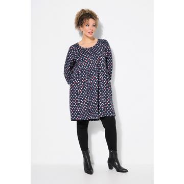 Longshirt, Punkte, A-Linie, Rundhals, 3/4-Arm