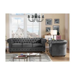 Vente-unique Couchgarnitur 3+1 CHESTERFIELD Samt  