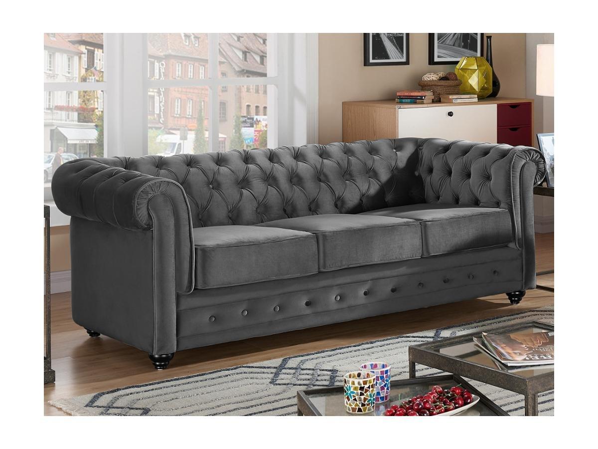 Vente-unique Couchgarnitur 3+1 CHESTERFIELD Samt  