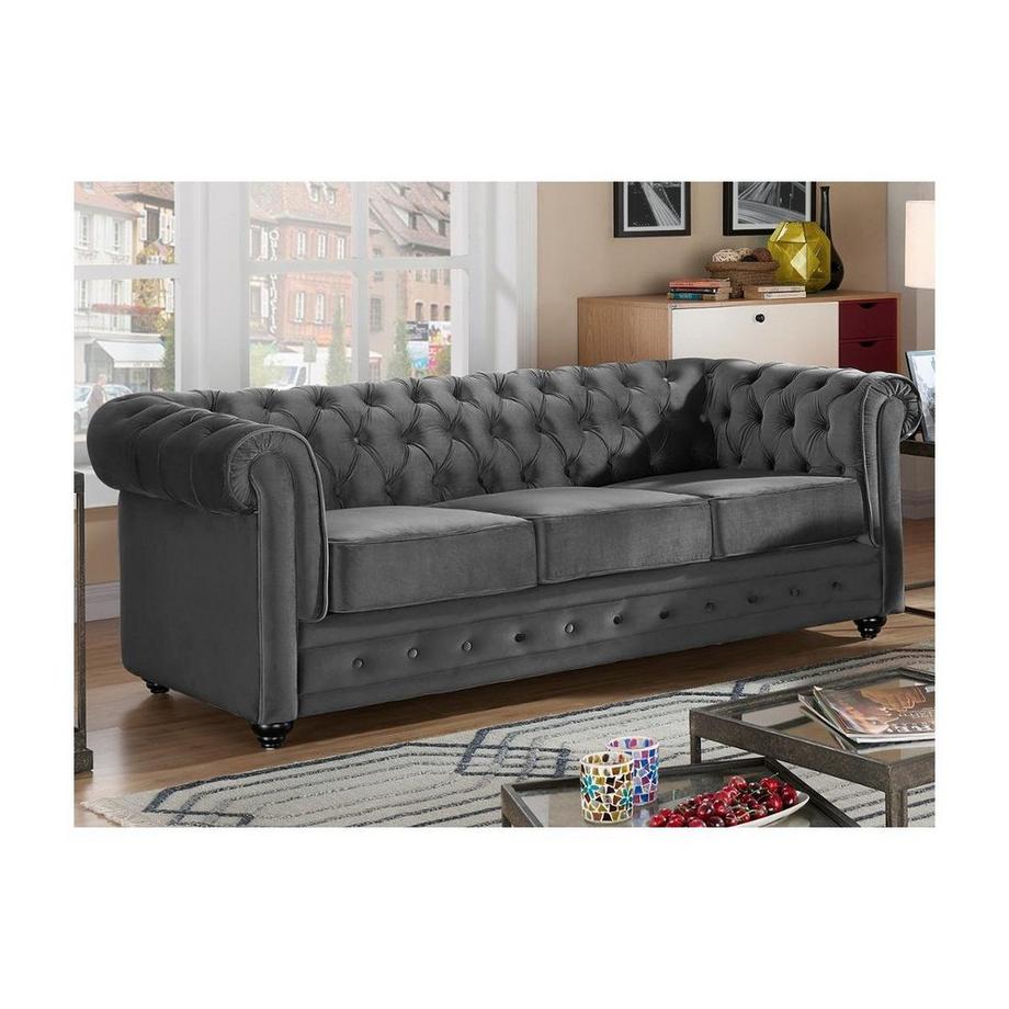 Vente-unique Couchgarnitur 3+1 CHESTERFIELD Samt  