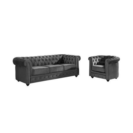 Vente-unique Couchgarnitur 3+1 CHESTERFIELD Samt  