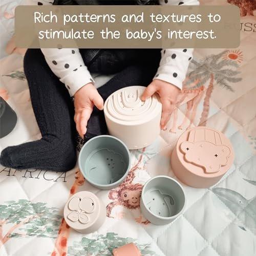 Activity-board  Gobelet empilable éducatif amusant, jouet doux et de dentition en silicone 