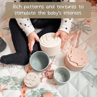Activity-board  Gobelet empilable éducatif amusant, jouet doux et de dentition en silicone 
