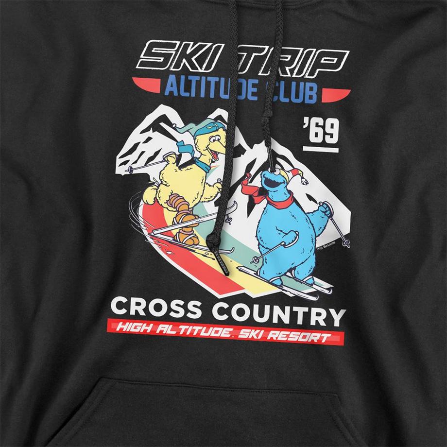 Sesame Street Sweat à Capuche Apres Ski avec Motif Big Bird et Macaron le Glouton  