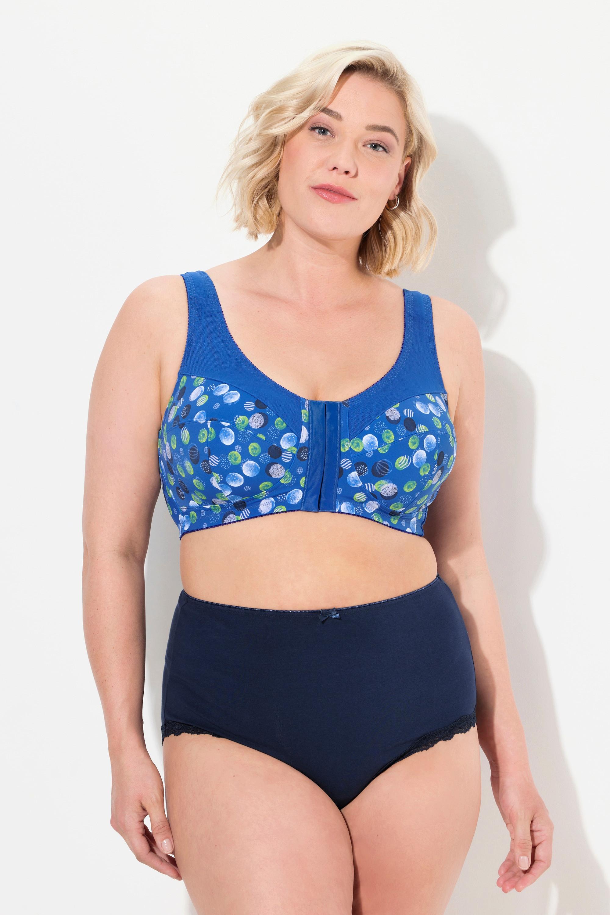 Ulla Popken  Soutien-gorge de maintien, fermeture à l'avant, motif à pois, bonnet C-F 