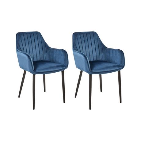 Beliani Lot de 2 chaises en Velours Moderne WELLSTON  