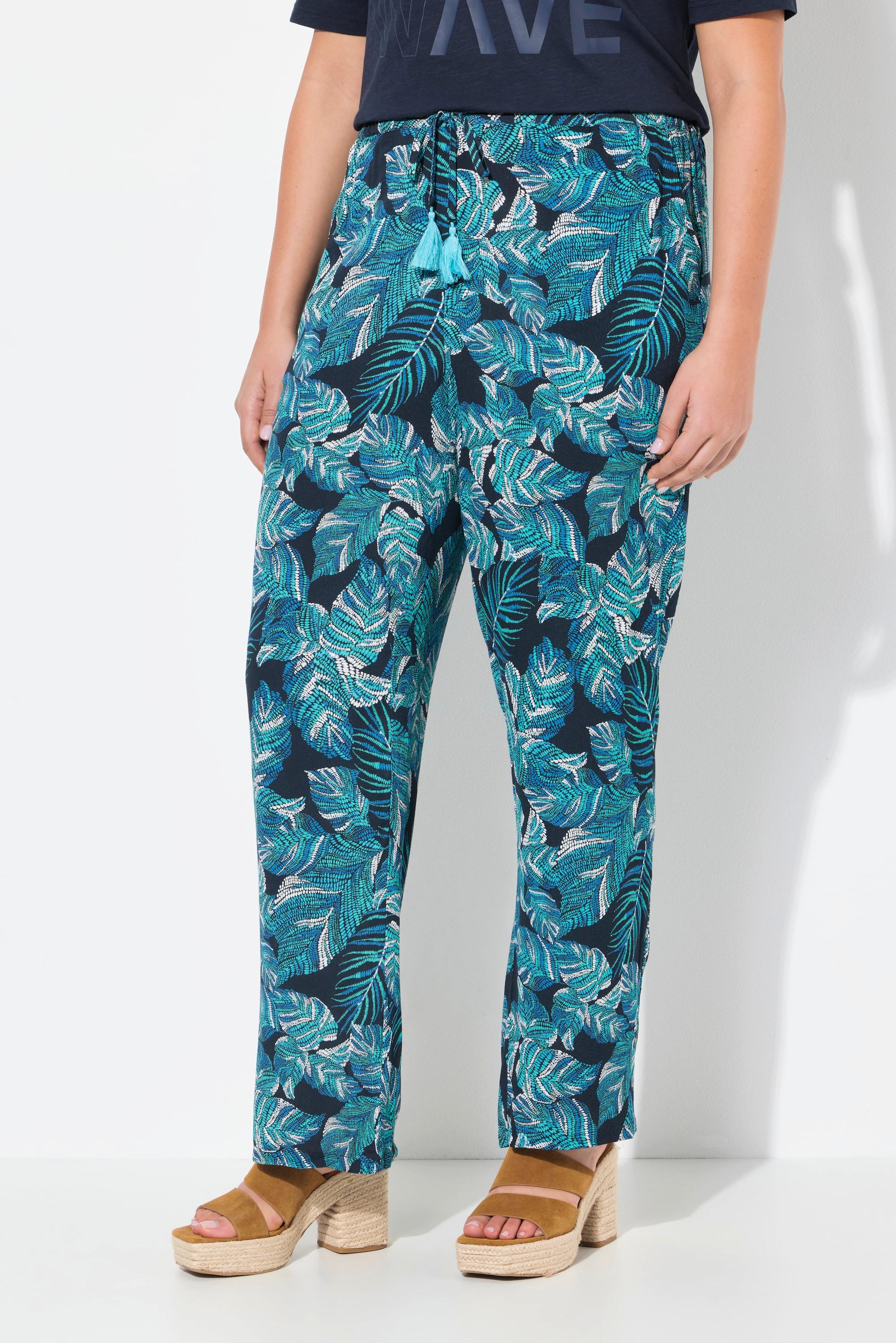 Ulla Popken Pantaloni Rose Gamba Larga Crêpe Cintura Elastica  