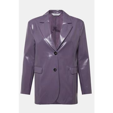 Blazer dal taglio ampio con effetto pelle verniciata, revers e maniche lunghe